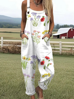 Jumpsuit med vildblomstmønster