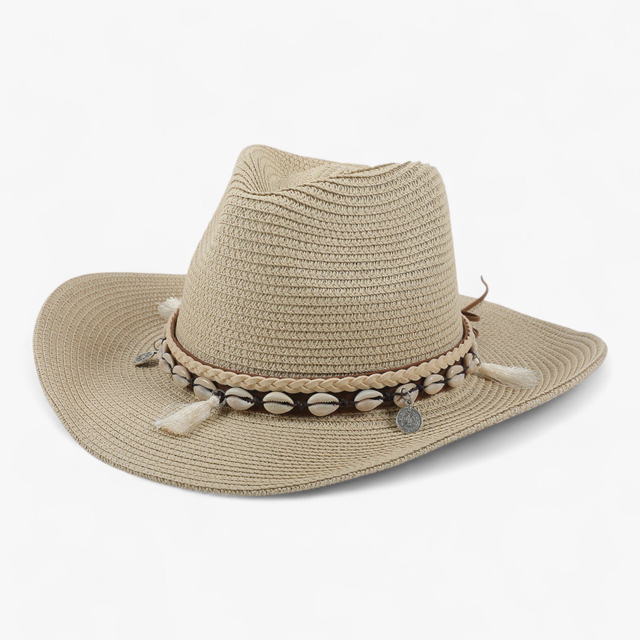 Veala | Solhat med skal og kvaster - Beige - Hats - {{ product_tags }