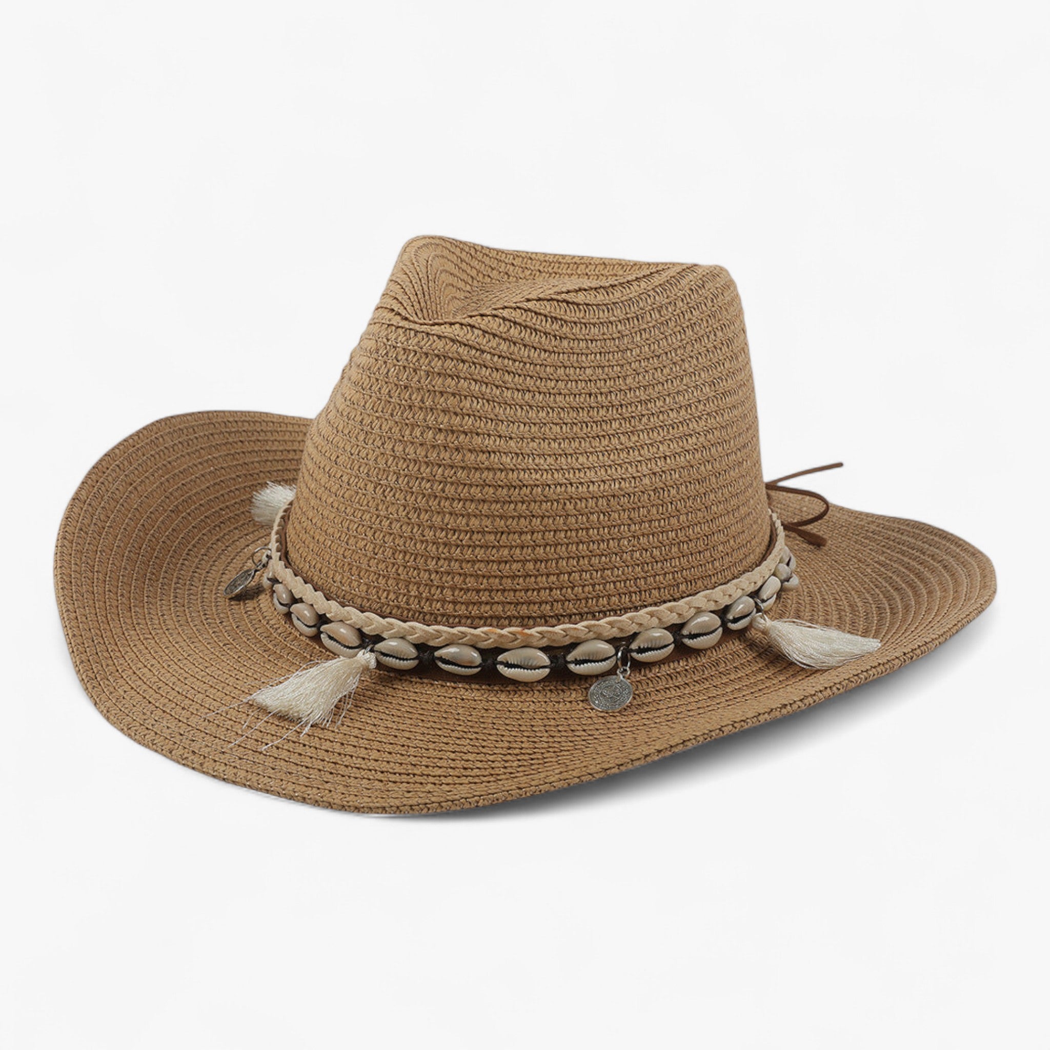 Veala | Solhat med skal og kvaster - Khaki - Hats - {{ product_tags }