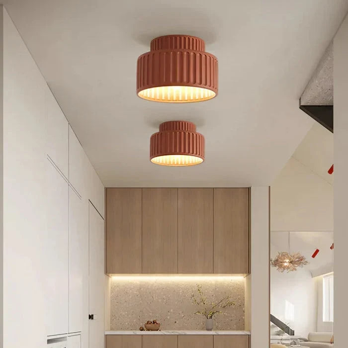 Rillet Loftlampe - Tostrenget Trommel-Design - - Deckenleuchte - {{ product_tags }