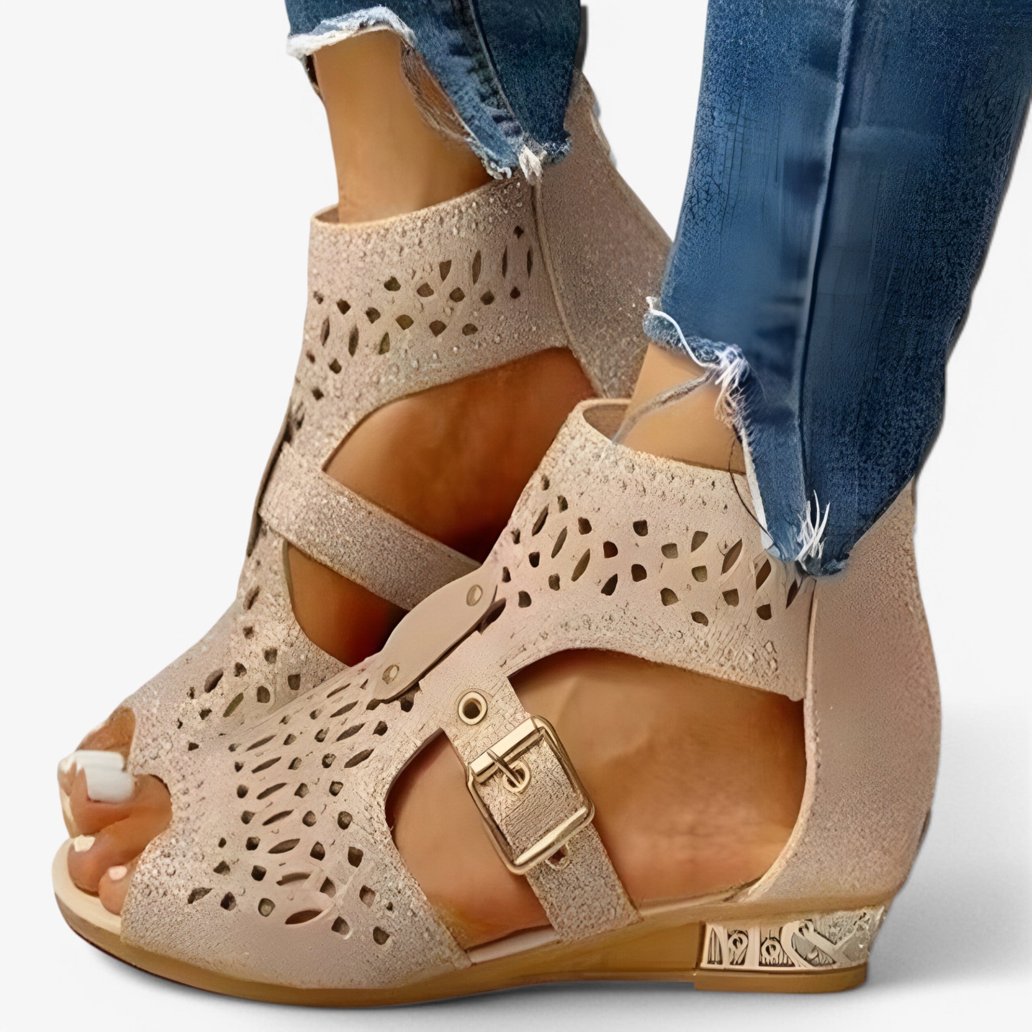 Lara | Luksus vævede sandaler med lav hæl - - women's fashion - {{ product_tags }