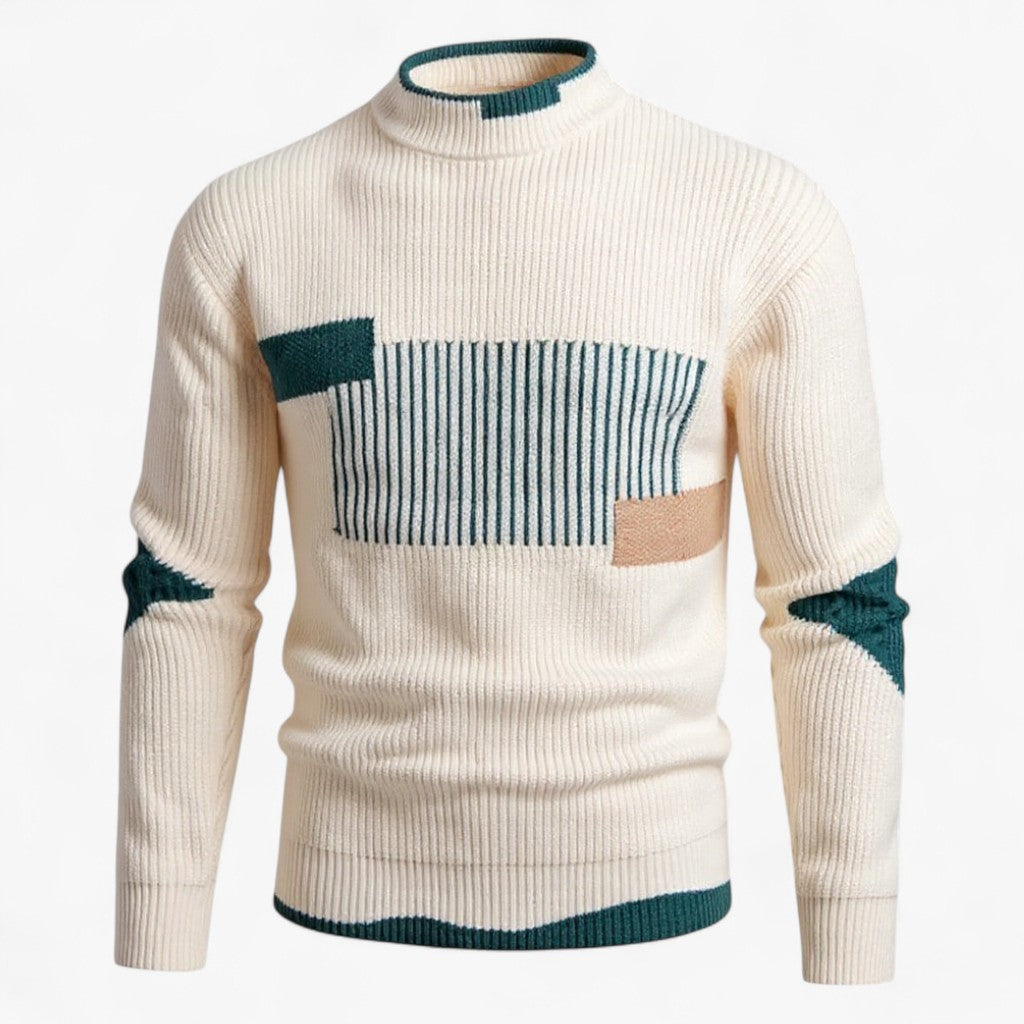 Nikolai | Moderne Sweatshirt med Geometrisk Mønster - Beige Linje - Sweatshirts - {{ product_tags }
