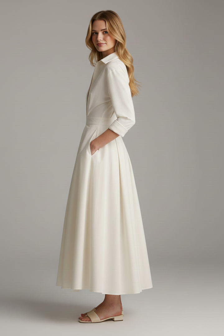Dame Midikjole med Defineret Taljelinje - - Dress - {{ product_tags }