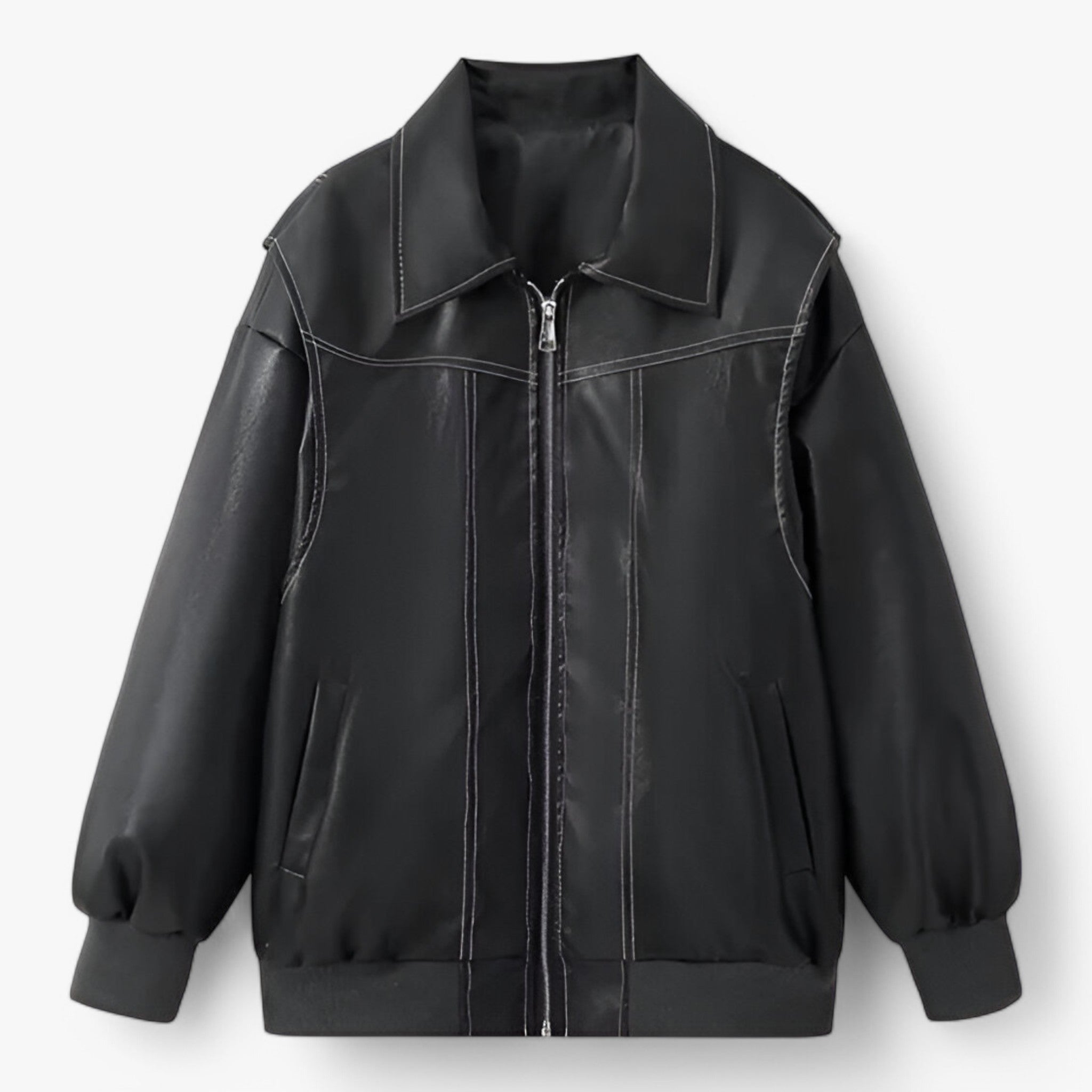Fiore - Dame Chic Imitationslæder Jakke - Sort - women's fashion - {{ product_tags }