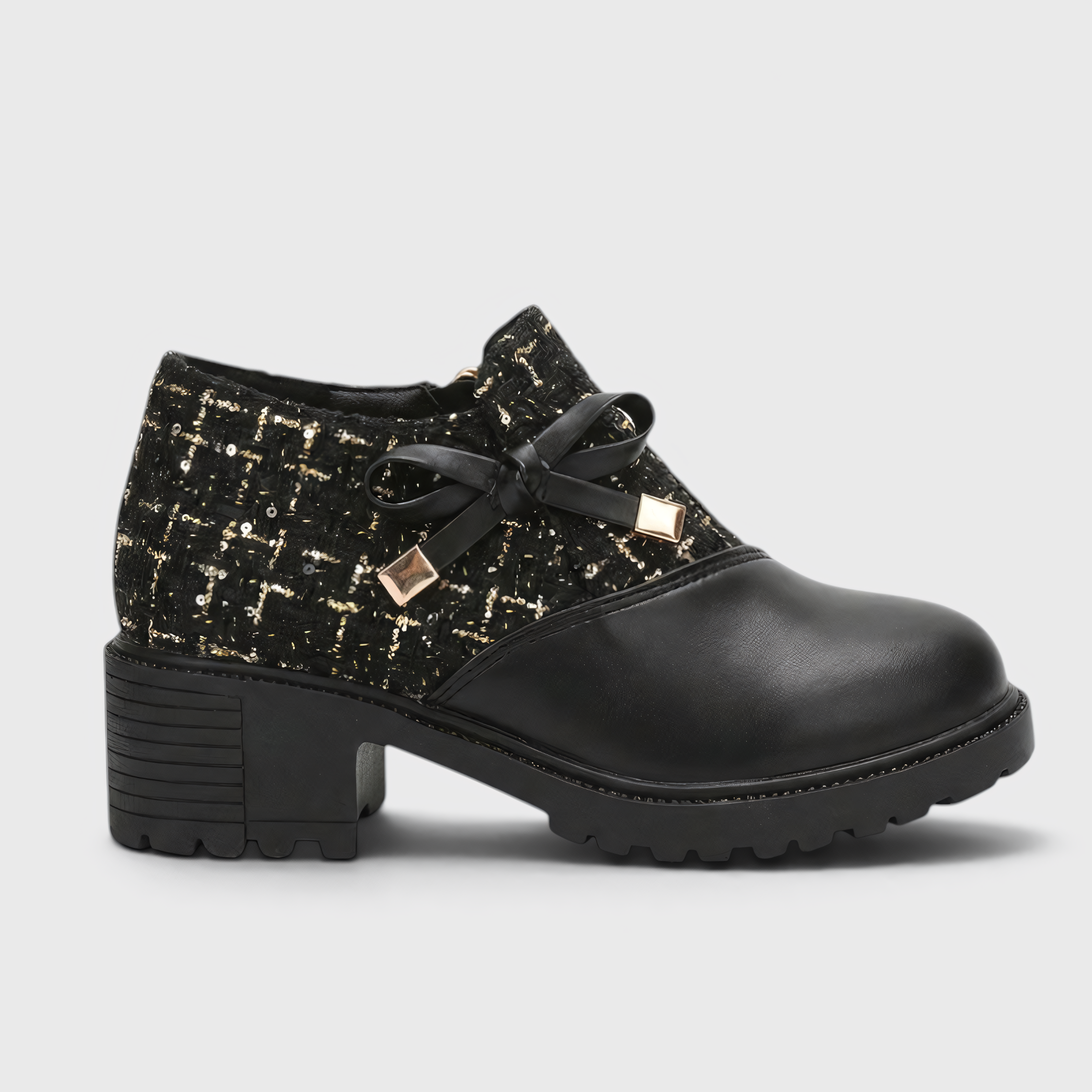 Damesko med lav hæl, lynlås og skridsikker sål - Sort - AS - Womens - Heels - {{ product_tags }