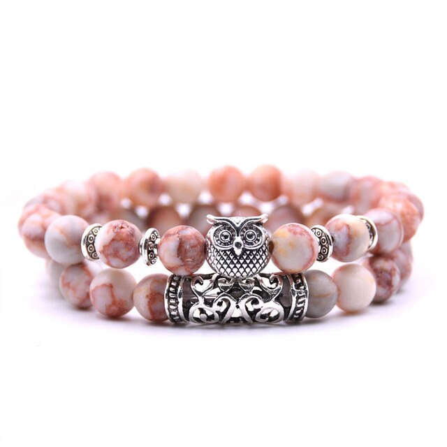 Sammy | Ugle-stenarmbånd - Lyserød - Sammy | Ugle-stenarmbånd- €25 - {{ product_tags }