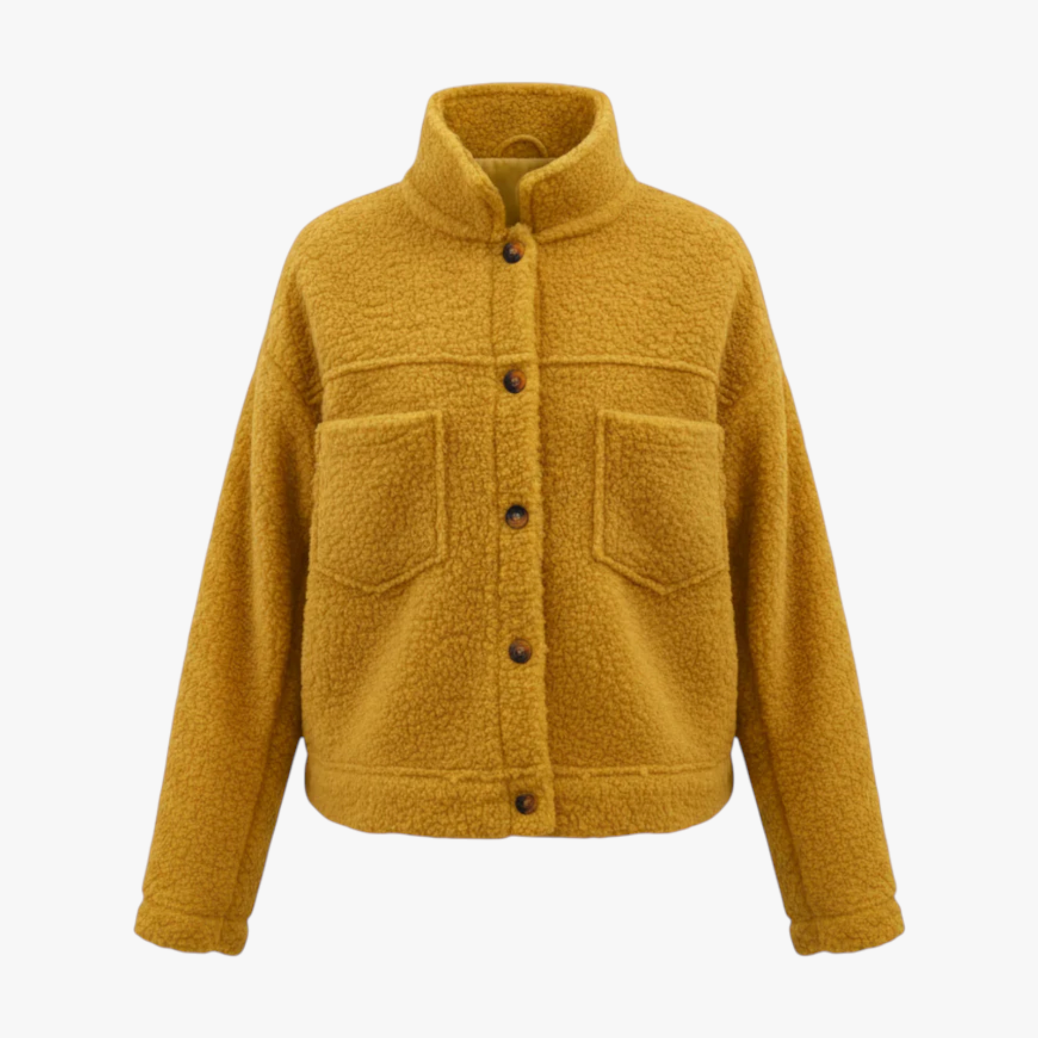 Jasmine | Stilig Kort Uldjakke - Gul - women's fashion - {{ product_tags }
