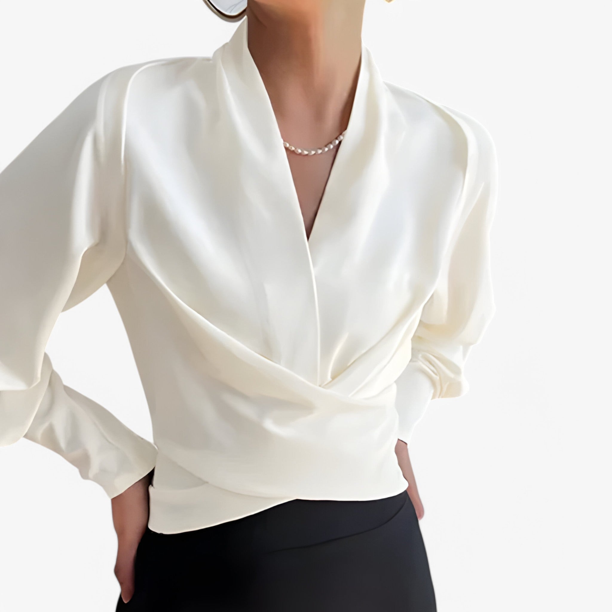 Bella | Bluse i Satin - Hvid - women's fashion - {{ product_tags }