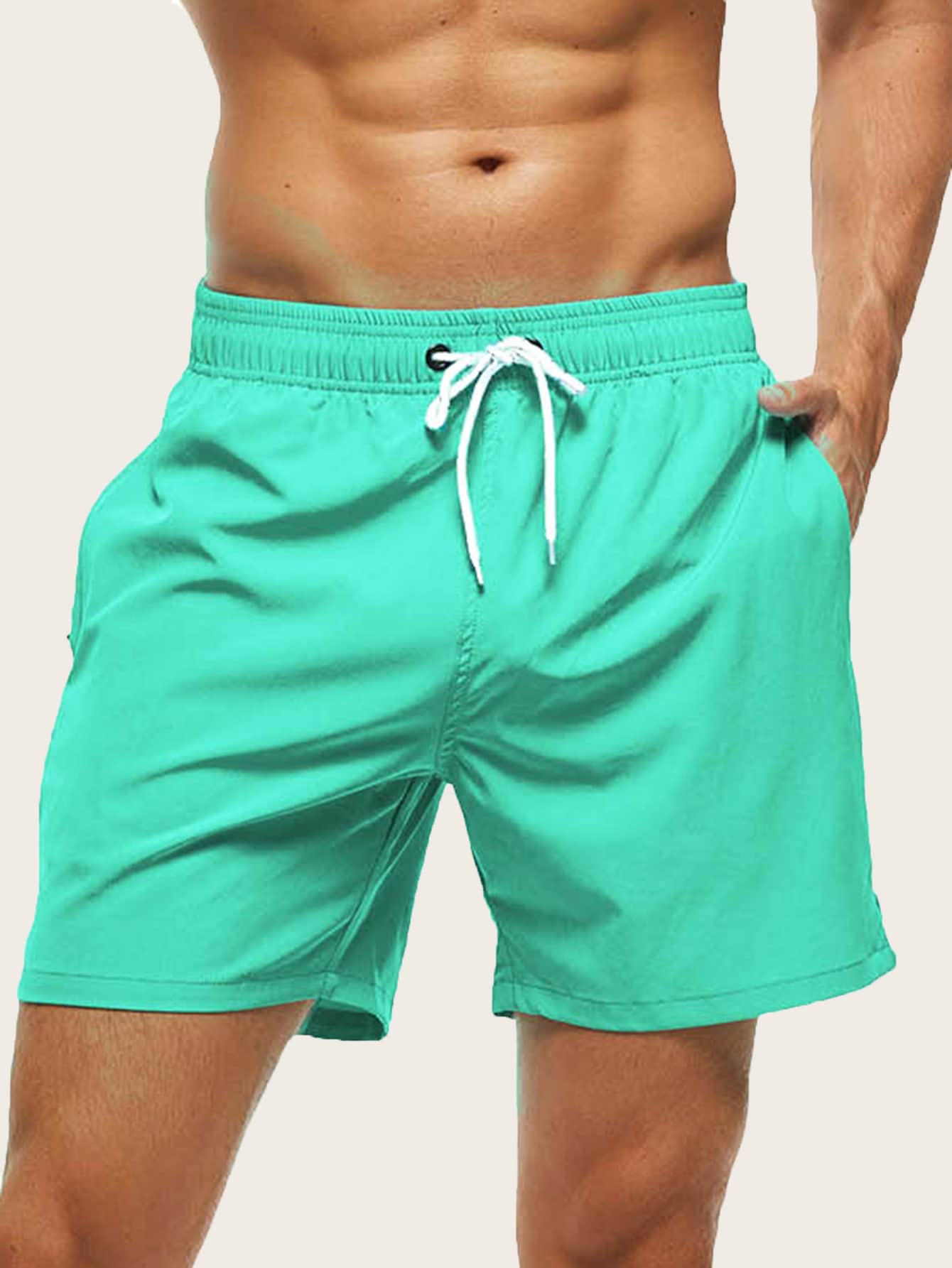 Badeshorts til Mænd - Hurtig Tørring, God Komfort - Lysegrøn - Herre Shorts - {{ product_tags }
