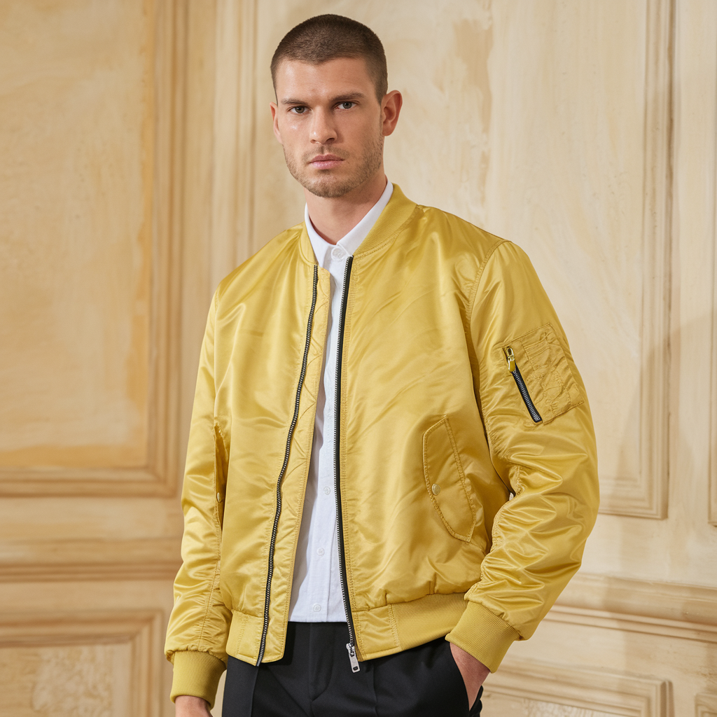Aero | Pilotjakke Herre - Ståkrave Flyverjakke Enfarvet - - men's fashion - {{ product_tags }