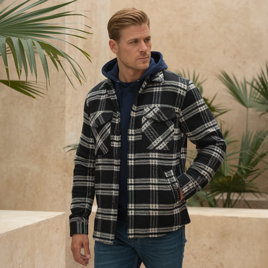 Mikkel | Ruteklædt Flannel med Hætte - - men's fashion - {{ product_tags }