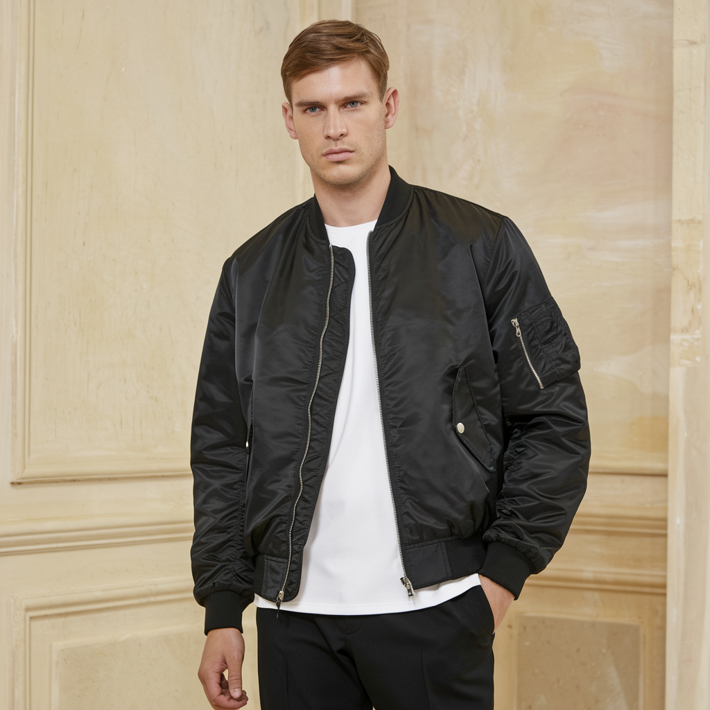 Aero | Pilotjakke Herre - Ståkrave Flyverjakke Enfarvet - - men's fashion - {{ product_tags }