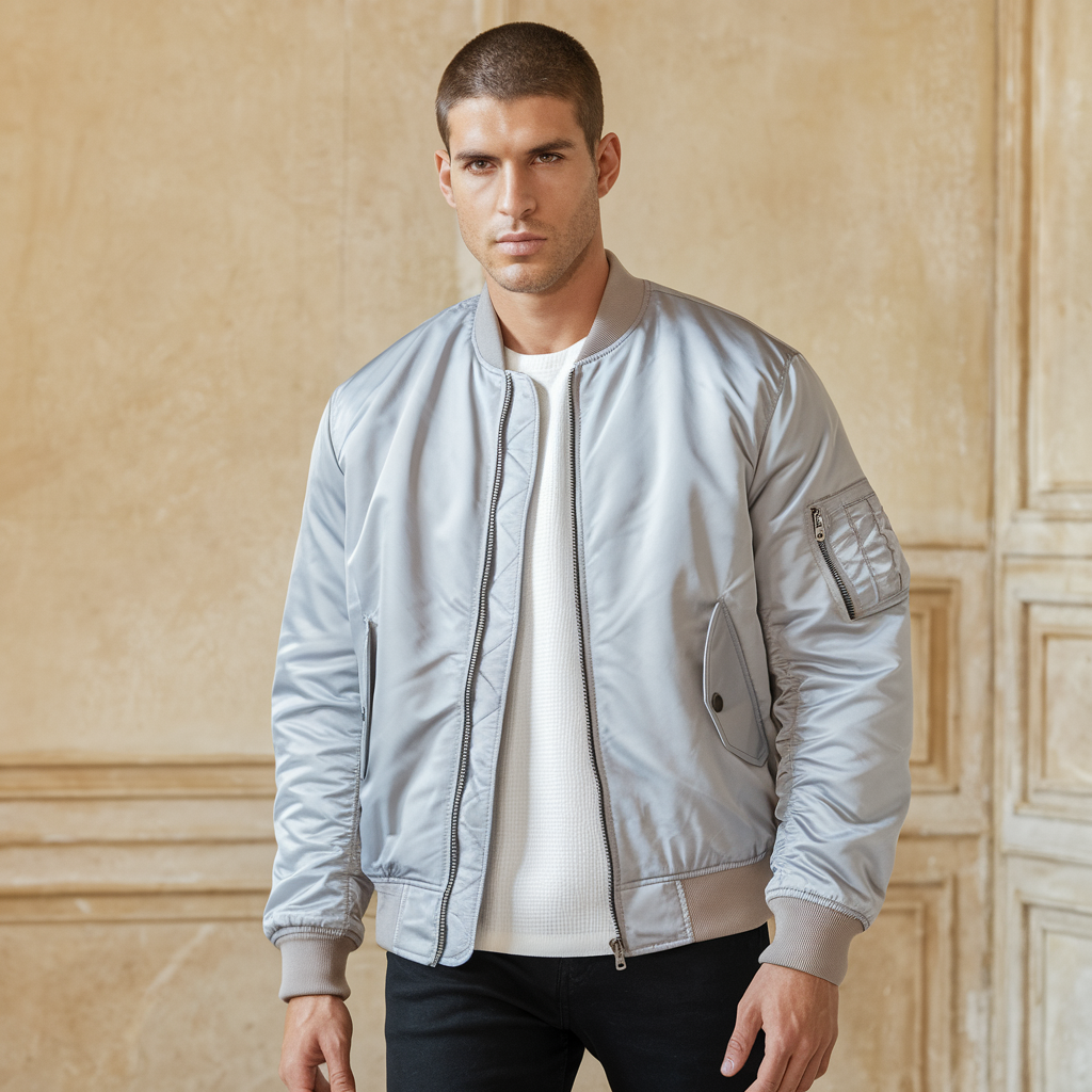 Aero | Pilotjakke Herre - Ståkrave Flyverjakke Enfarvet - - men's fashion - {{ product_tags }