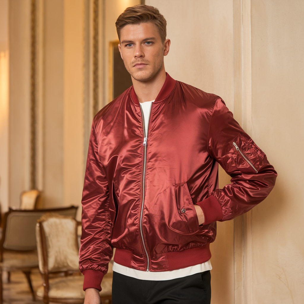 Aero | Pilotjakke Herre - Ståkrave Flyverjakke Enfarvet - - men's fashion - {{ product_tags }