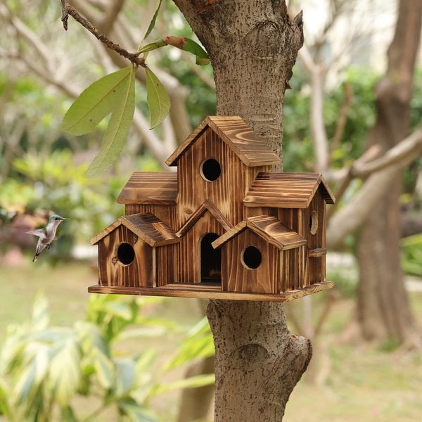 Håndlavet fuglehus med 6 huller - - house & garden - {{ product_tags }