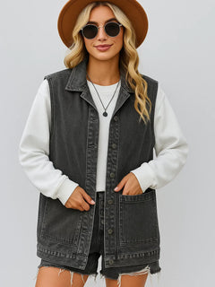 Natalia – Denim vintage casual vest med knapper