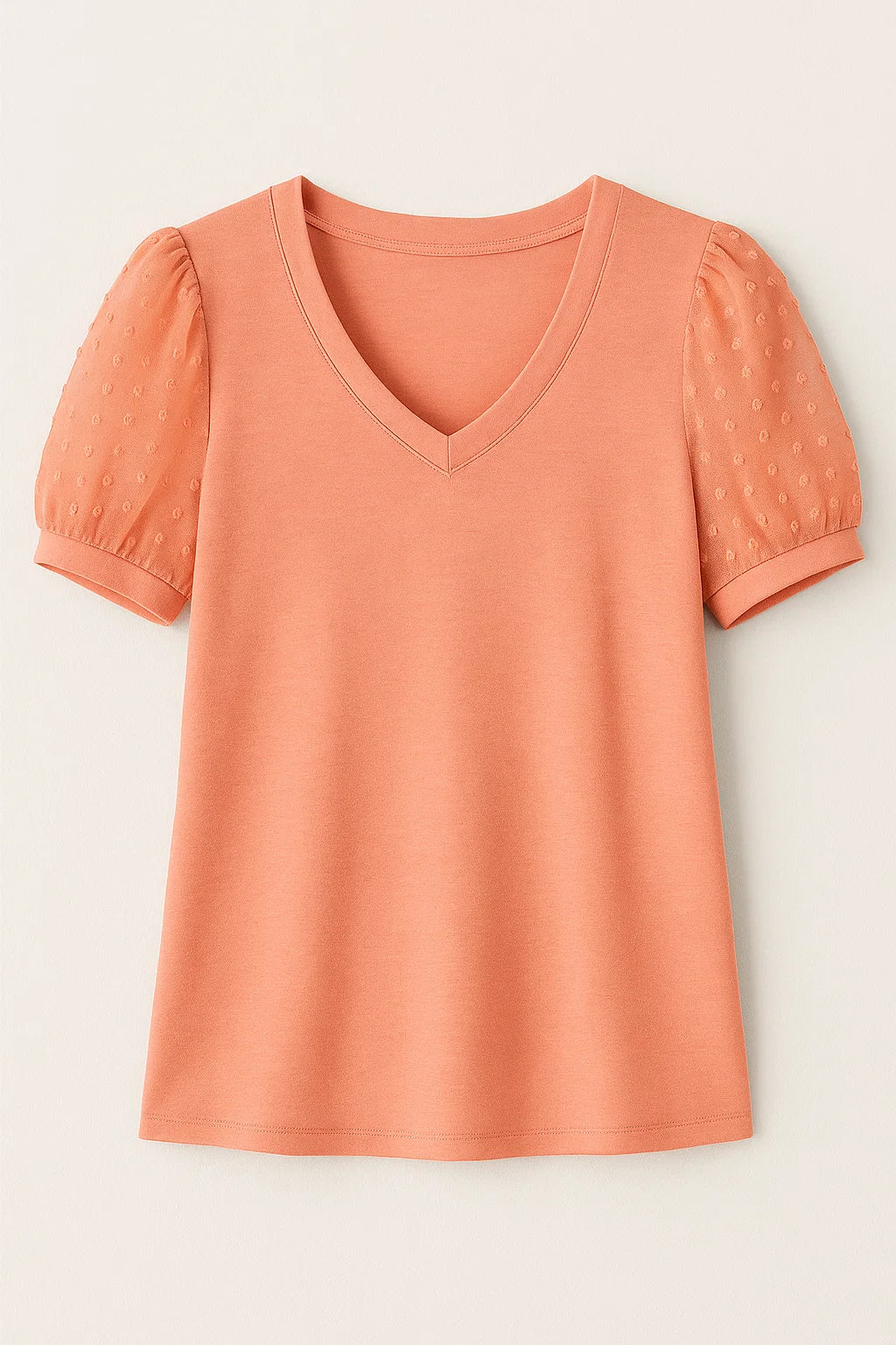Janne – T-shirt elegant med puffærmer og V-hals - Rose - Janne – T-shirt elegant med puffærmer og V-hals - €25 - {{ product_tags }