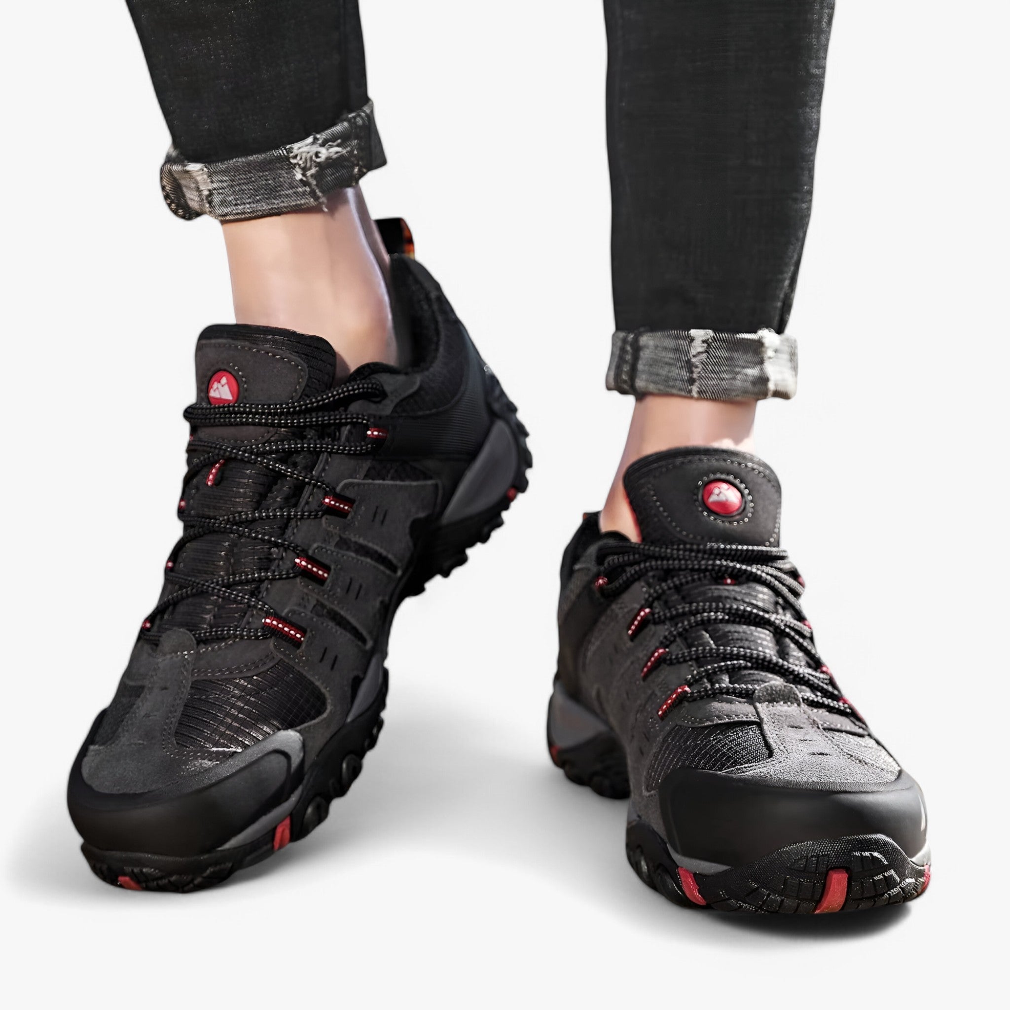 Herre-vandrestøvler i ruskind og læder – komfortable sneakers til vandreture - - men's fashion - {{ product_tags }