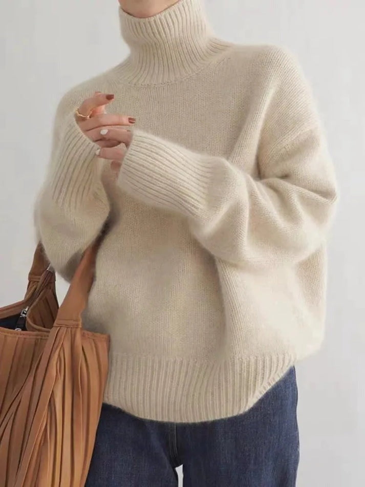 Dame Cashmere Trøje med Rullekrave