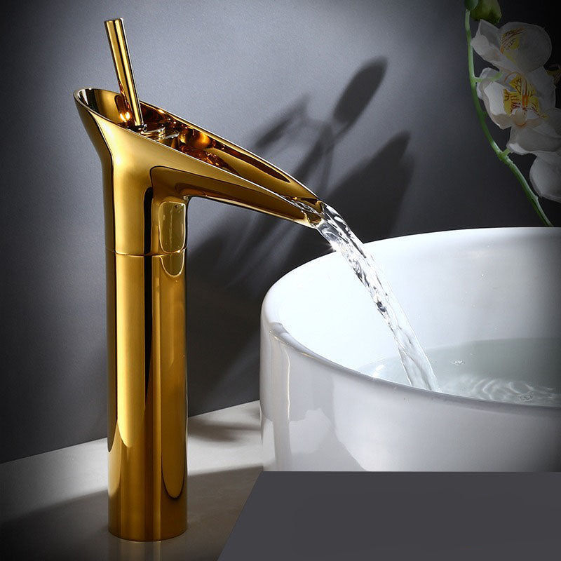 Huck - Waterfall antik håndvaskarmatur til badeværelset messing håndvaskarmatur - Højt guld - house & garden - {{ product_tags }