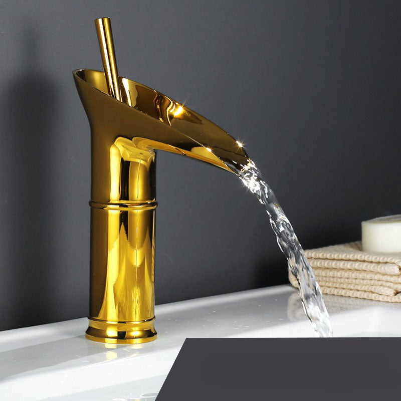 Huck - Waterfall antik håndvaskarmatur til badeværelset messing håndvaskarmatur - Kort guld - house & garden - {{ product_tags }