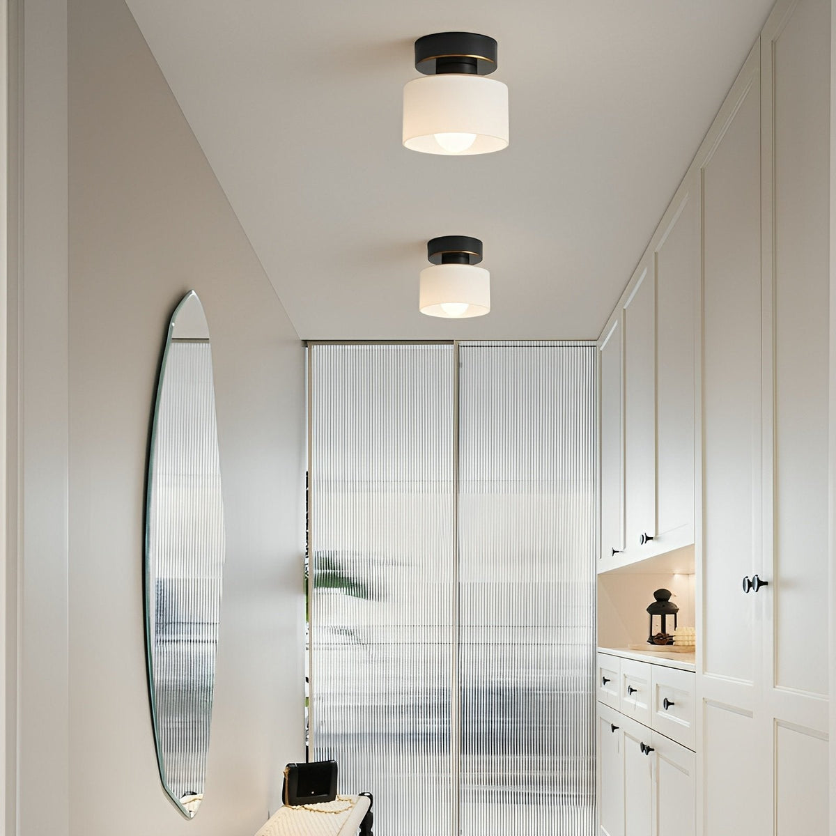 Bauhaus Geometrisk Alabast Semi-Flush Loftslampe Tromle