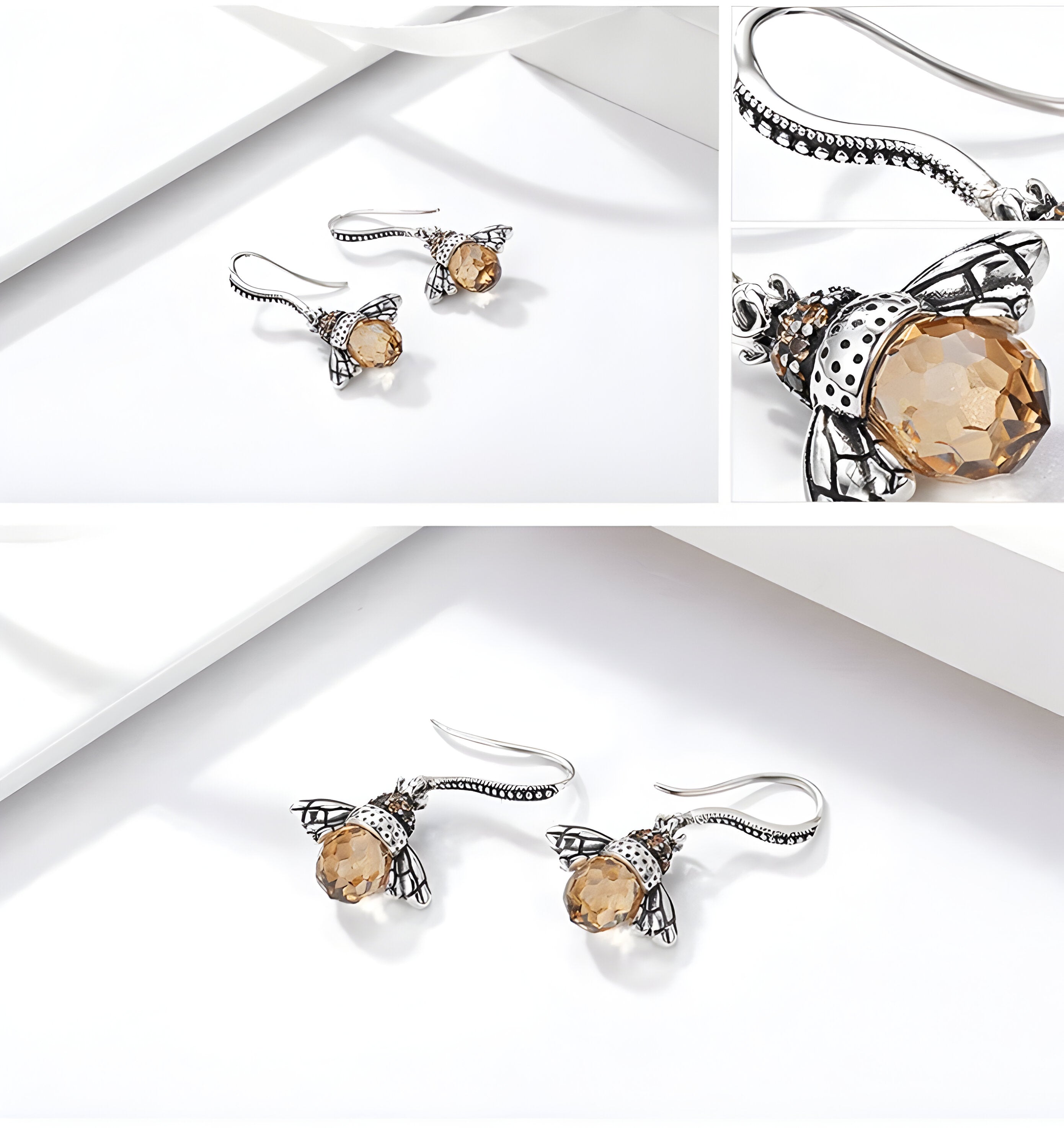 Kristallen Druppel Bee Øreringe - - Kristallen Druppel Bee Øreringe- €25 - {{ product_tags }