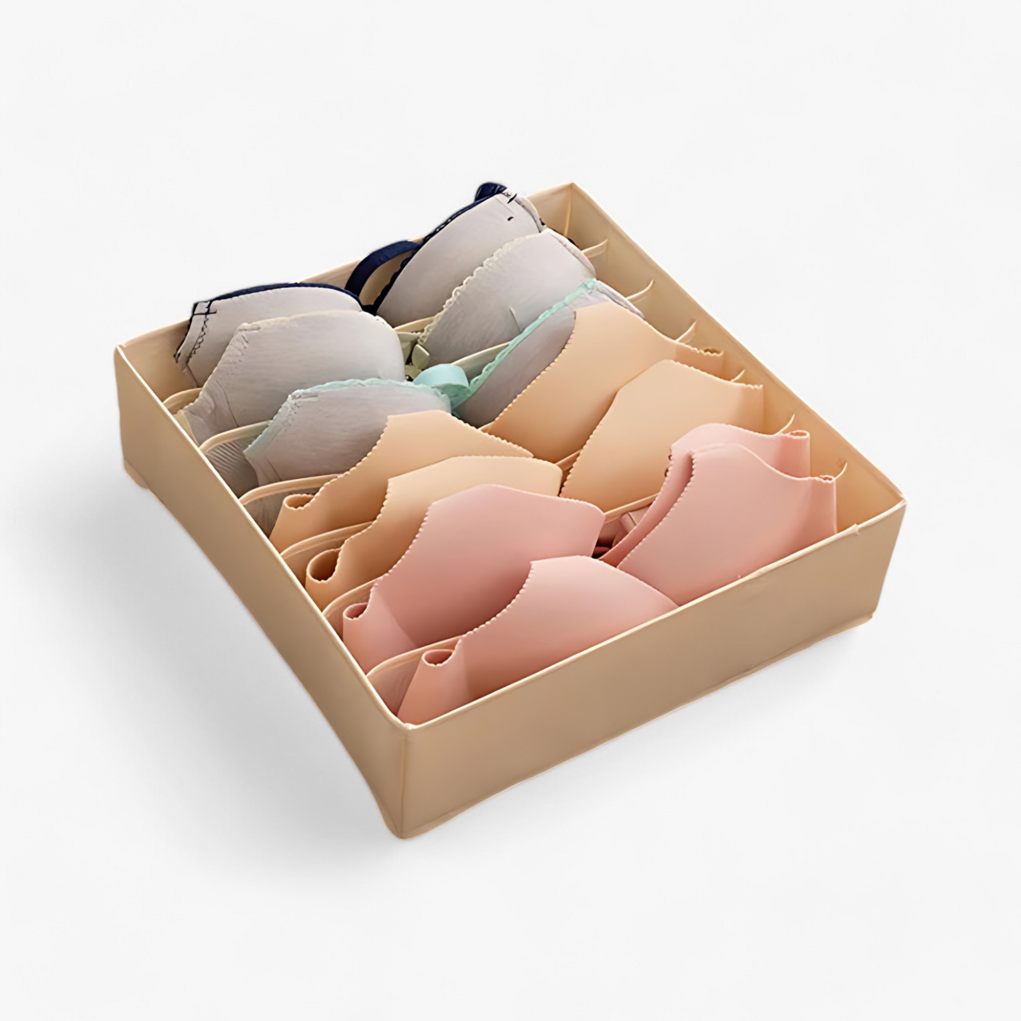 Undertøj Organizer | Foldbar Skuffeopdeler - Hold Sokker og BH'er Neat og Sorteret - Beige 7 Rum - Undertøj Organizer | Foldbar Skuffeopdeler - Hold Sokker og BH'er Neat og Sorteret - €25 - {{ product_tags }