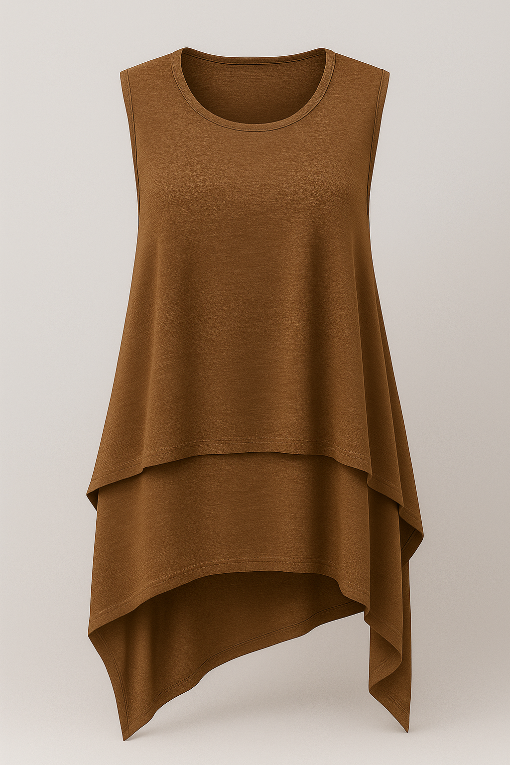 Aria | Flydende asymmetrisk ærmeløs top - Braun - Aria | Flydende asymmetrisk ærmeløs top - €25 - {{ product_tags }