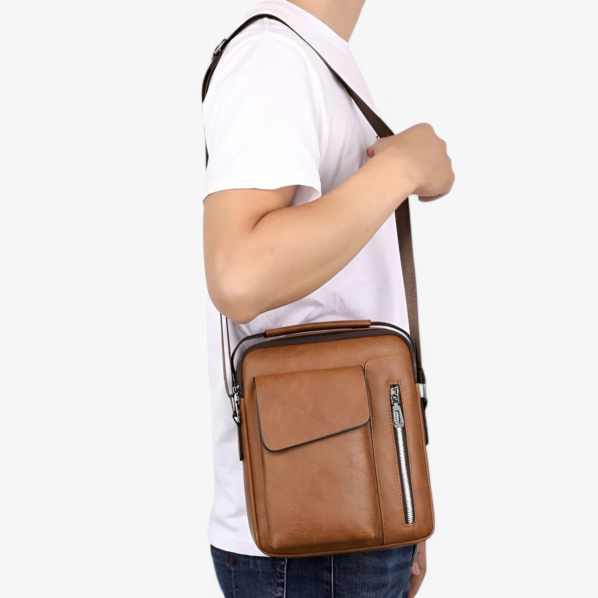 Prestige™ – Luksus Læder Skuldertaske til Stil og Funktionalitet - Brun - Prestige™ – Luksus Læder Skuldertaske til Stil og Funktionalitet- €25 - {{ product_tags }