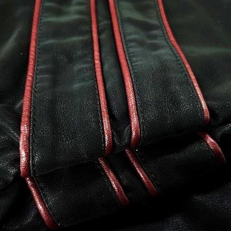 Herre Bikerjakke i Kunstlæder med Kontrastrande - - Kleding en accessoires > Kleding > Buitenkleding > Jassen en jacks - {{ product_tags }