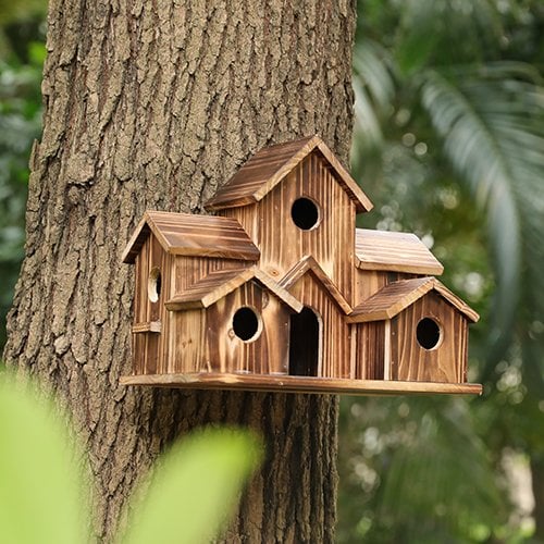Håndlavet fuglehus med 6 huller - - house & garden - {{ product_tags }
