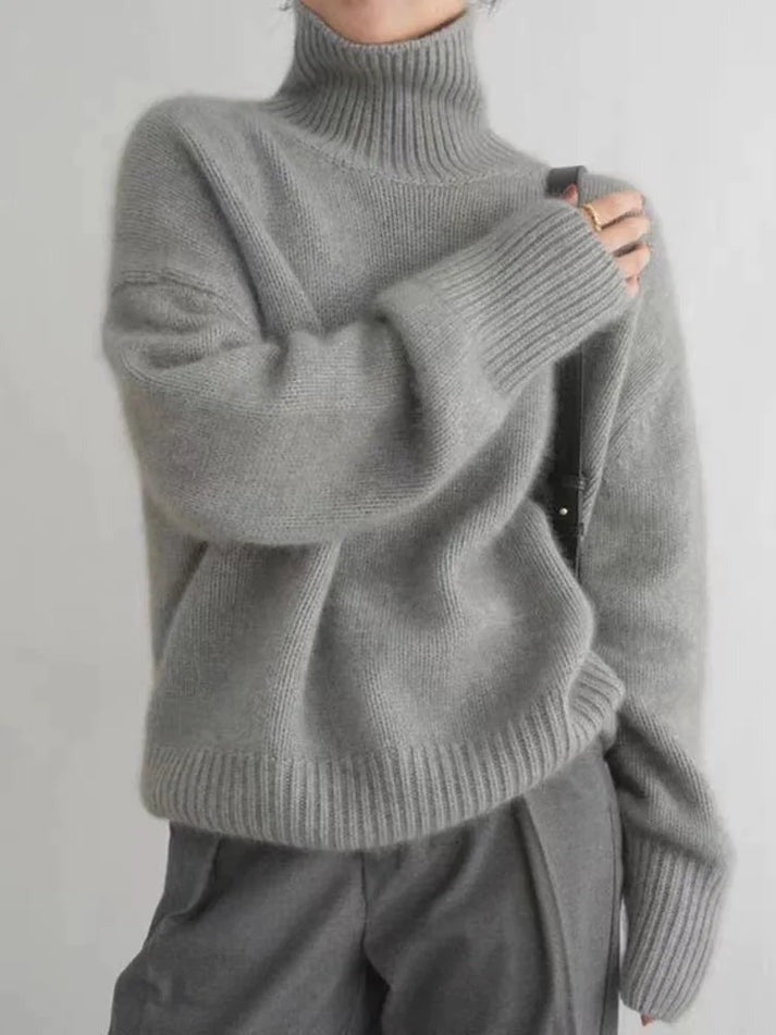 Dame Cashmere Trøje med Rullekrave