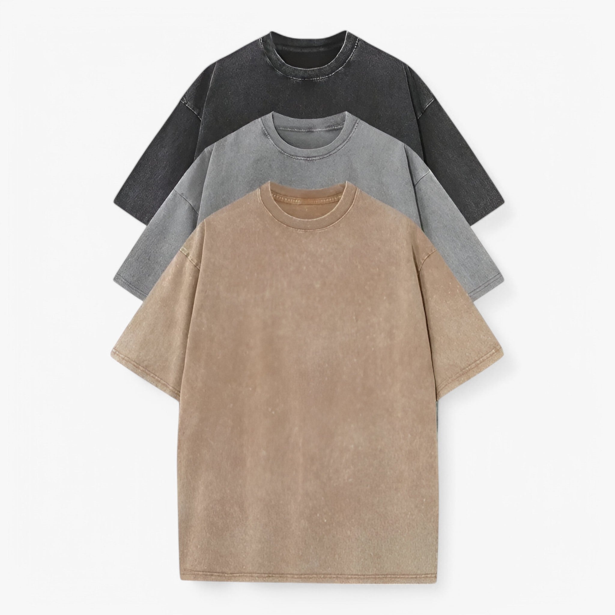 Alex | Sæt af 3 bomulds-T-shirts - Sort + Grå + Khaki - Alex | Sæt af 3 bomulds-T-shirts - €25 - {{ product_tags }
