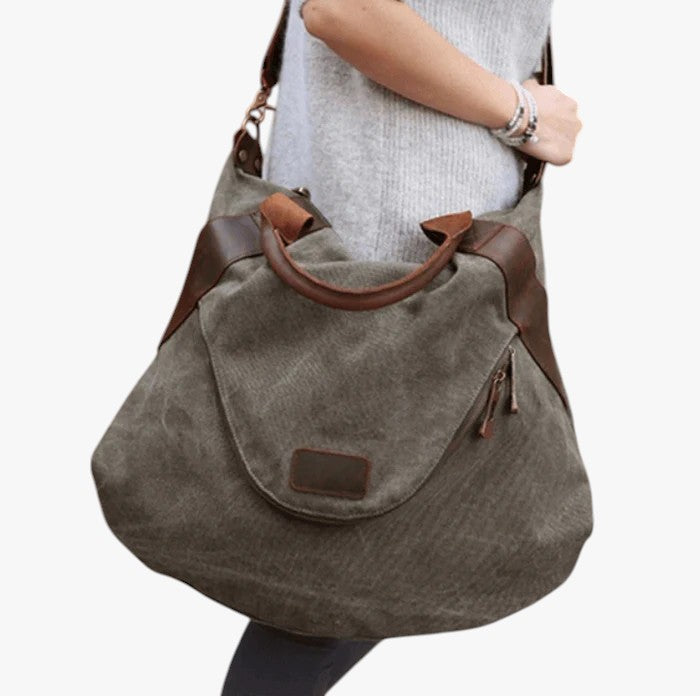 Stor lærredstaske med lomme - Grå - bags - {{ product_tags }
