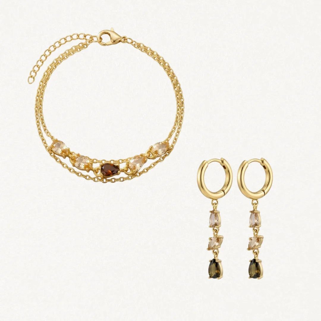 CONSTANCE Guldtonet Smykke-Gavesaet - Guld - Jewelry Set - {{ product_tags }
