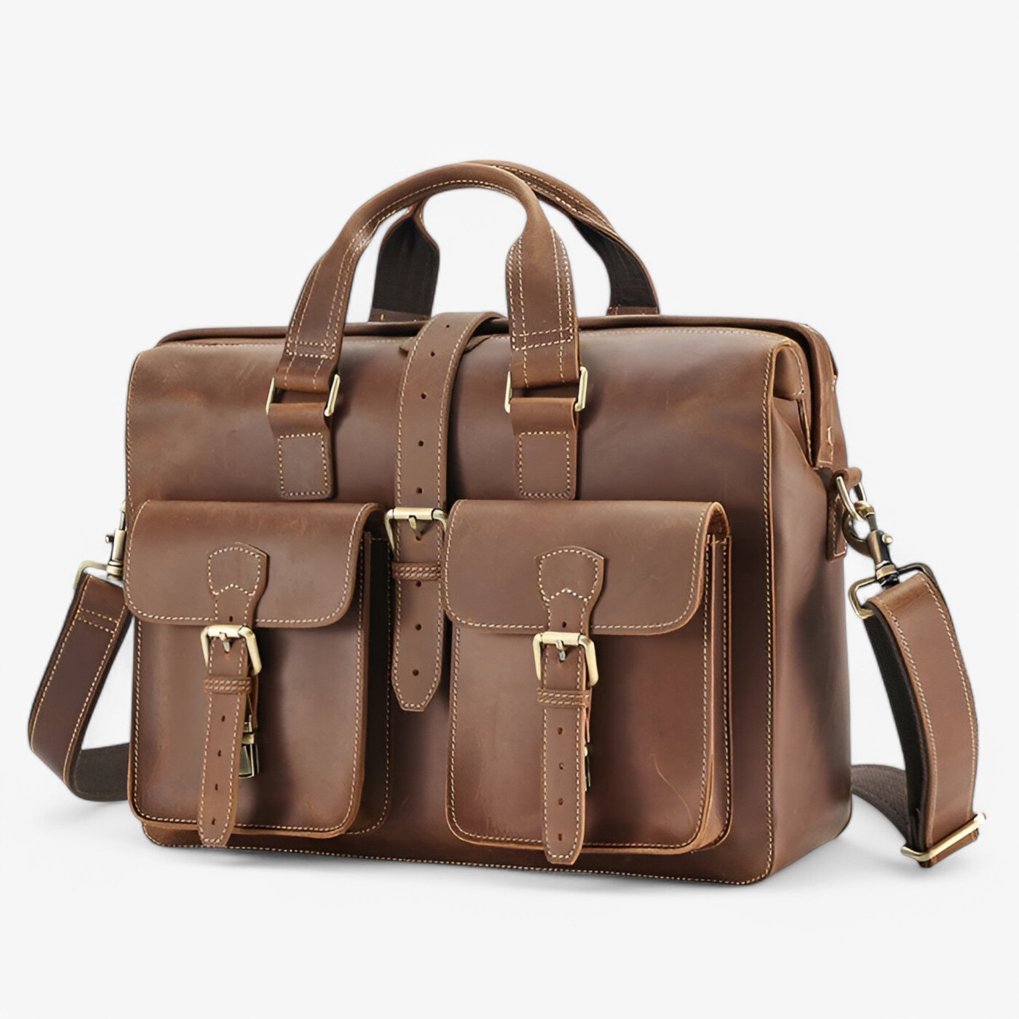 Alessio | Højkvalitets Dokumentmappe i Fuld Læder - Marron - bags - {{ product_tags }
