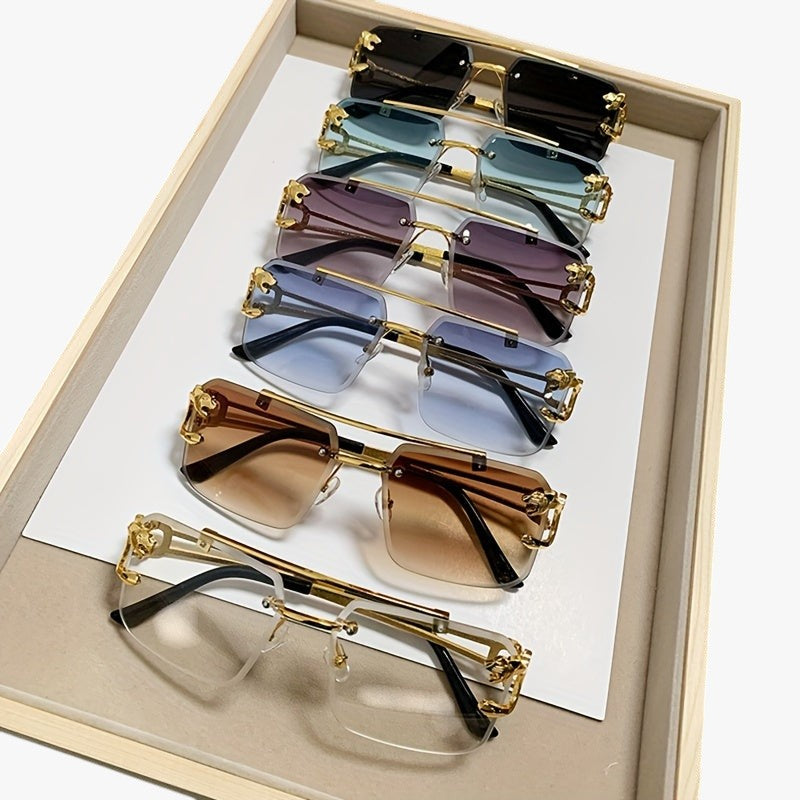 1 par moderigtige firkantede solbriller uden ramme til mænd - - men's fashion - {{ product_tags }