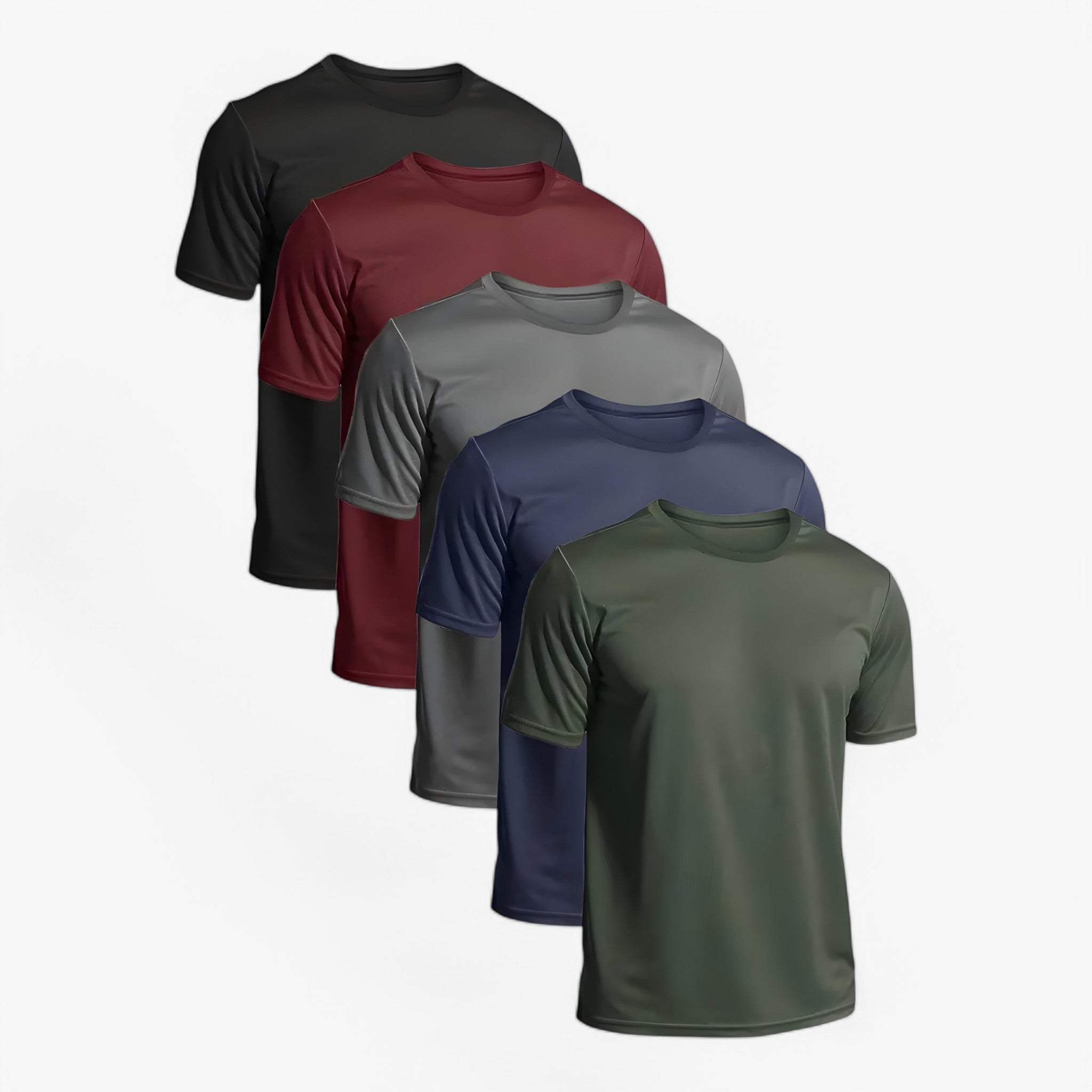 Alessandro | 5-pak Sport-T-Shirts - Sort Creme marine oliven mørkegrå - men's fashion - {{ product_tags }
