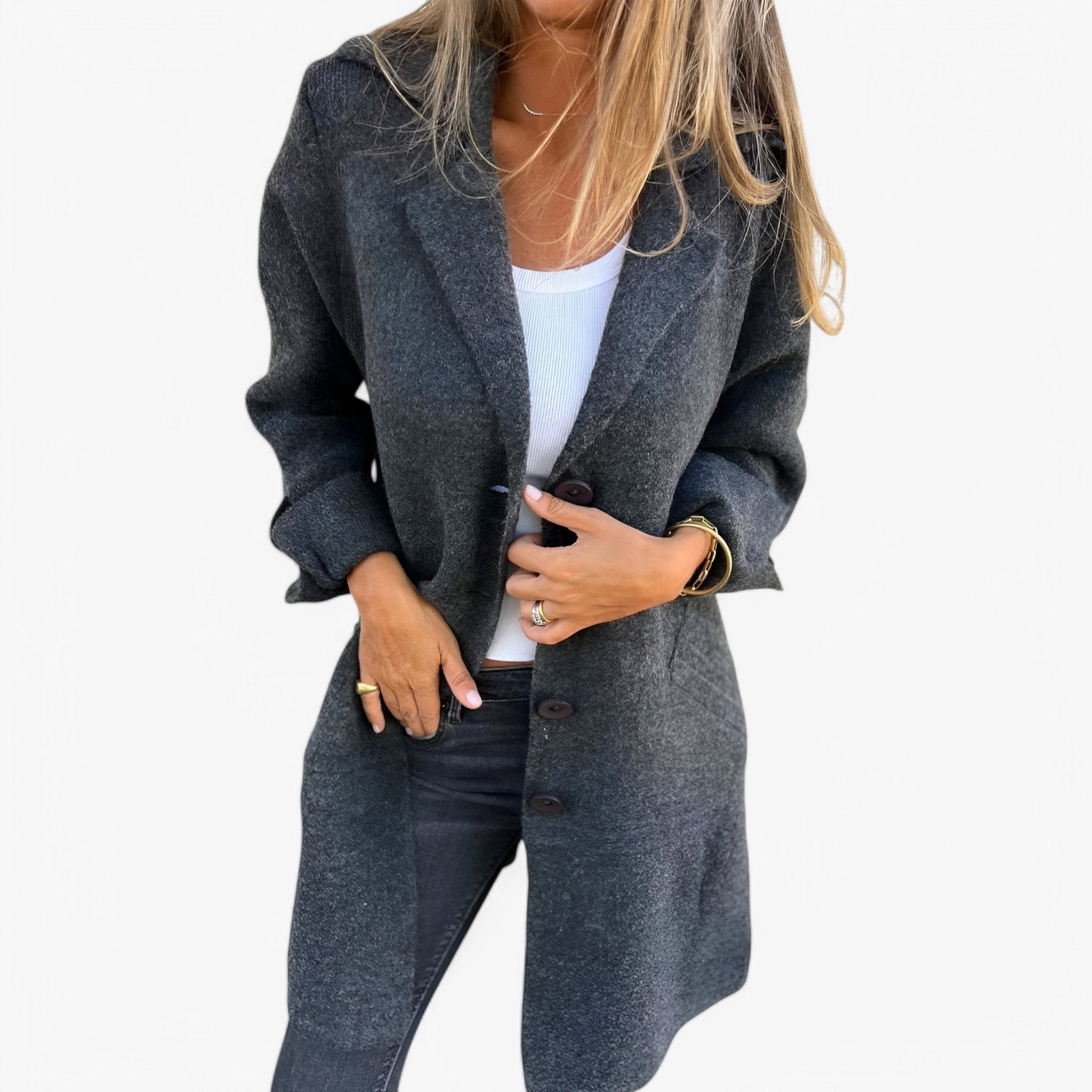 Milena | Uldjakke - Modebevidst og varm - Grå - women's fashion - {{ product_tags }