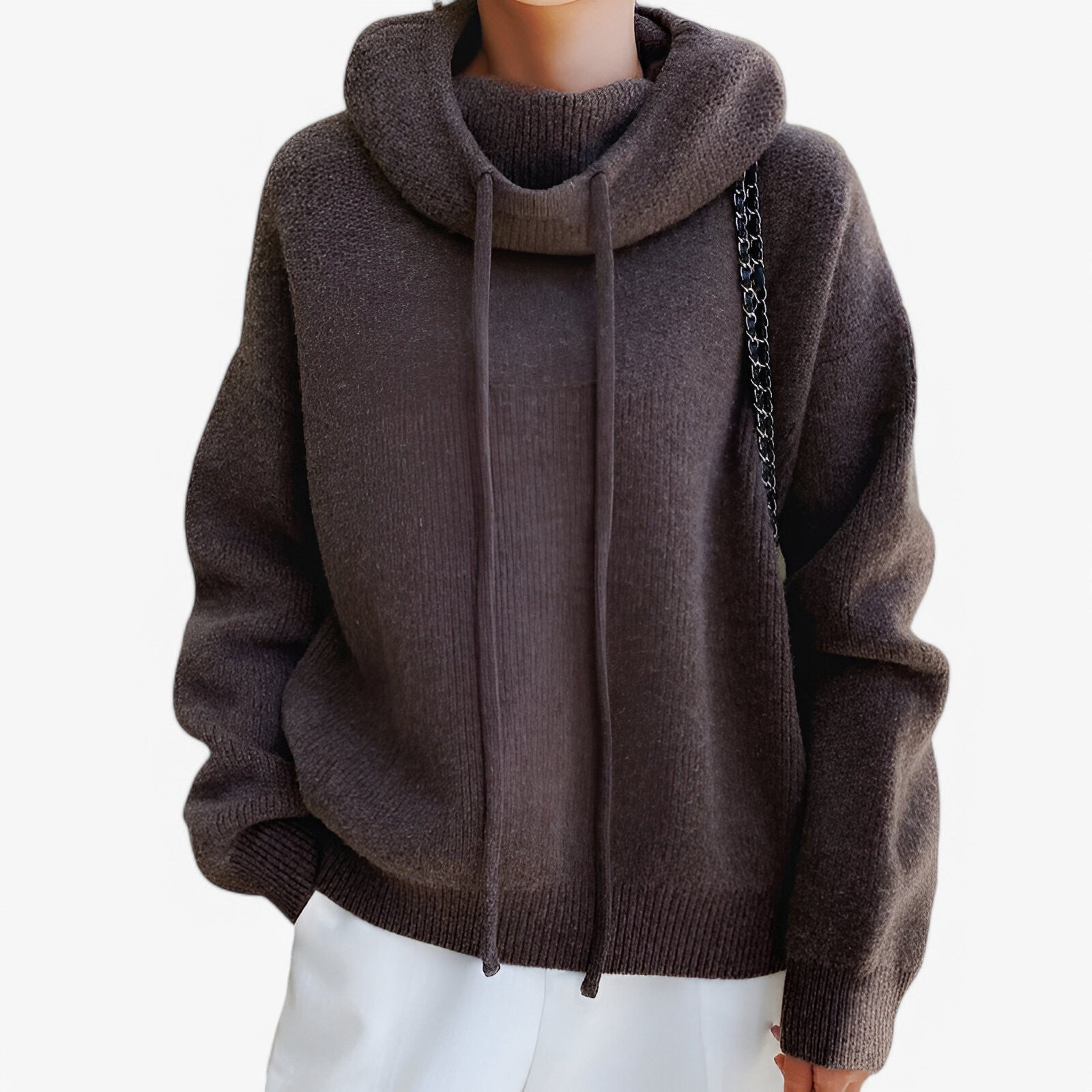 Irene | Striktrøje med høj krave - Elegant og hyggelig - Brun - women's fashion - {{ product_tags }