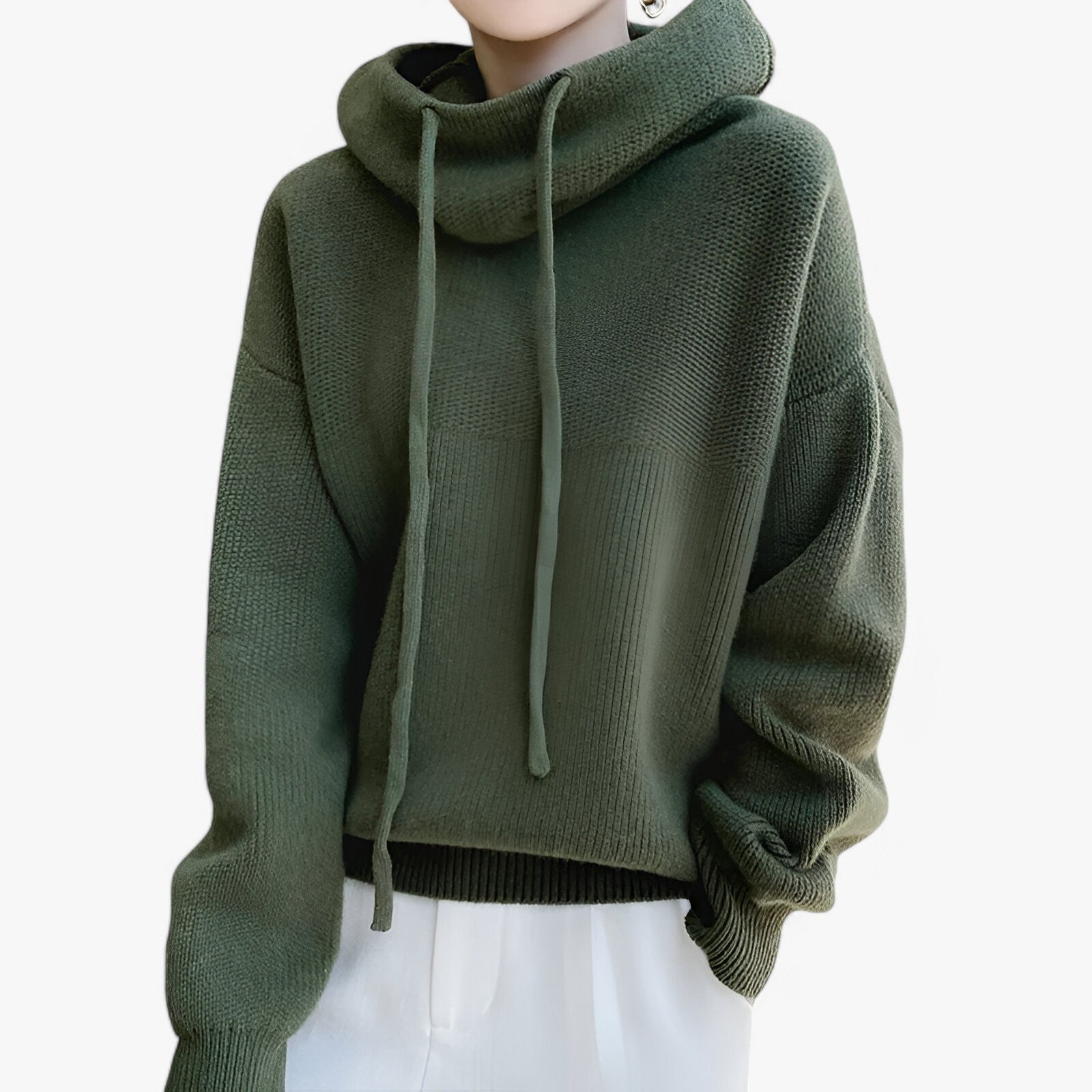 Irene | Striktrøje med høj krave - Elegant og hyggelig - Grøn - women's fashion - {{ product_tags }
