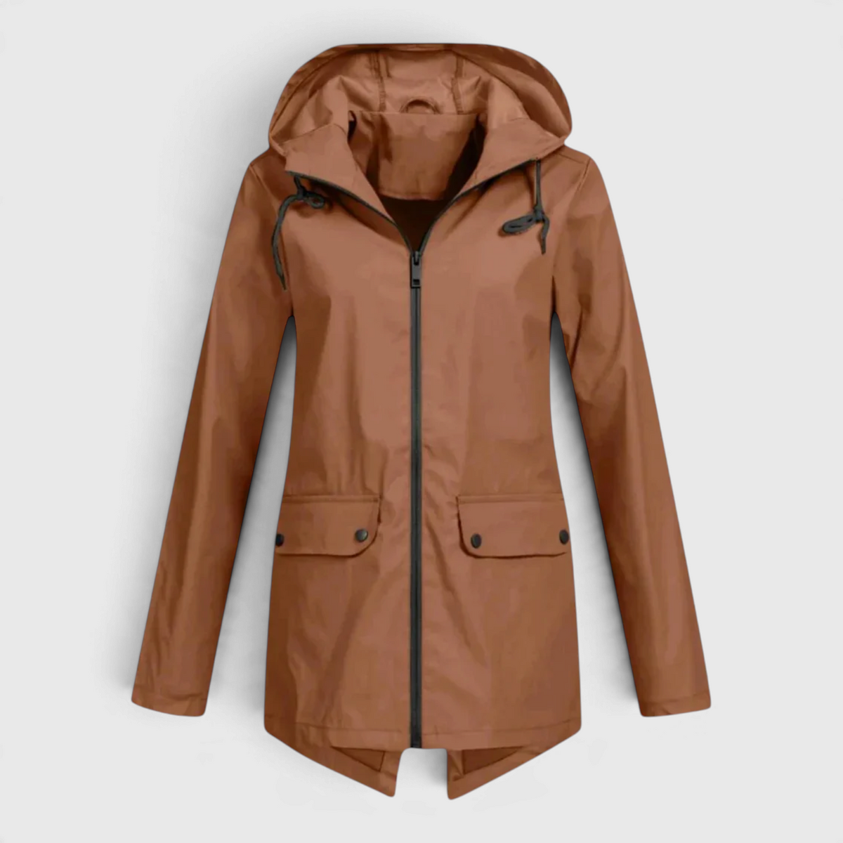 Dame Parka med Snoerebaand-Haette - Brun - Coat - {{ product_tags }