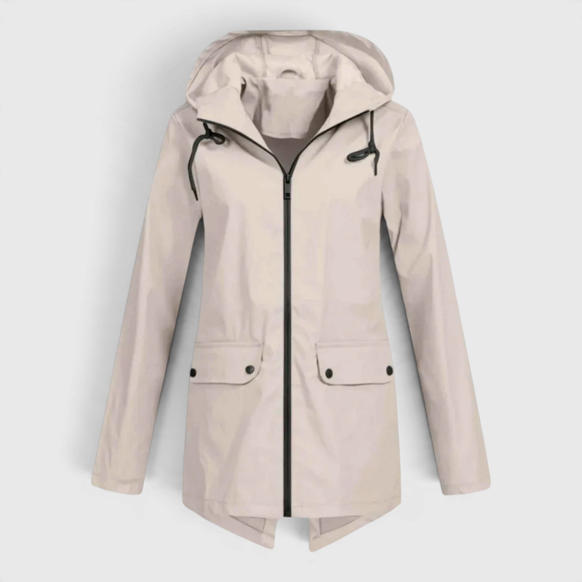 Dame Parka med Snoerebaand-Haette - Creme - Coat - {{ product_tags }