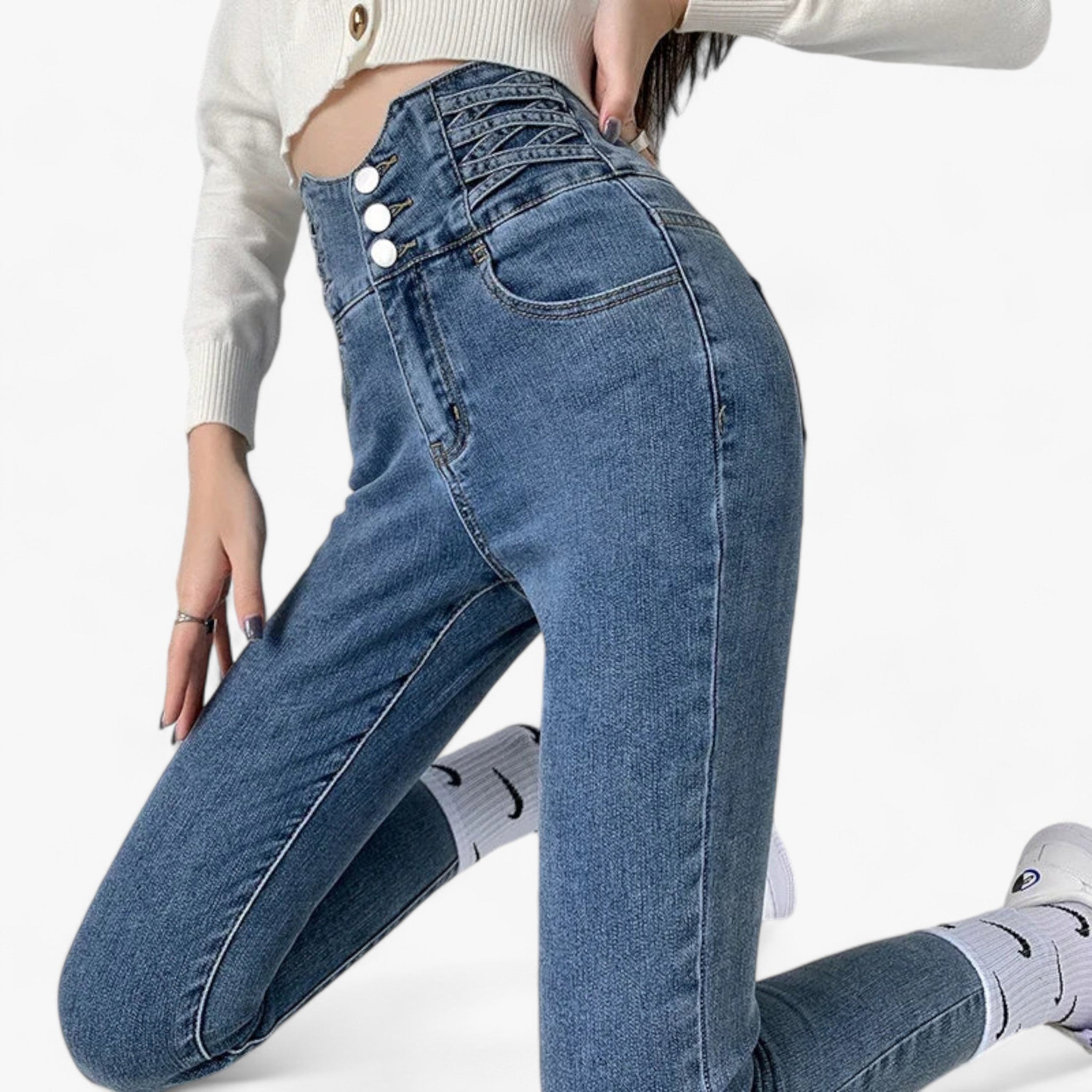 Nina | Skinny Pencil Jeans - Slim stretch for en flatterende pasform - - Nina | Skinny Pencil Jeans - Slim stretch for en flatterende pasform - €25 - {{ product_tags }
