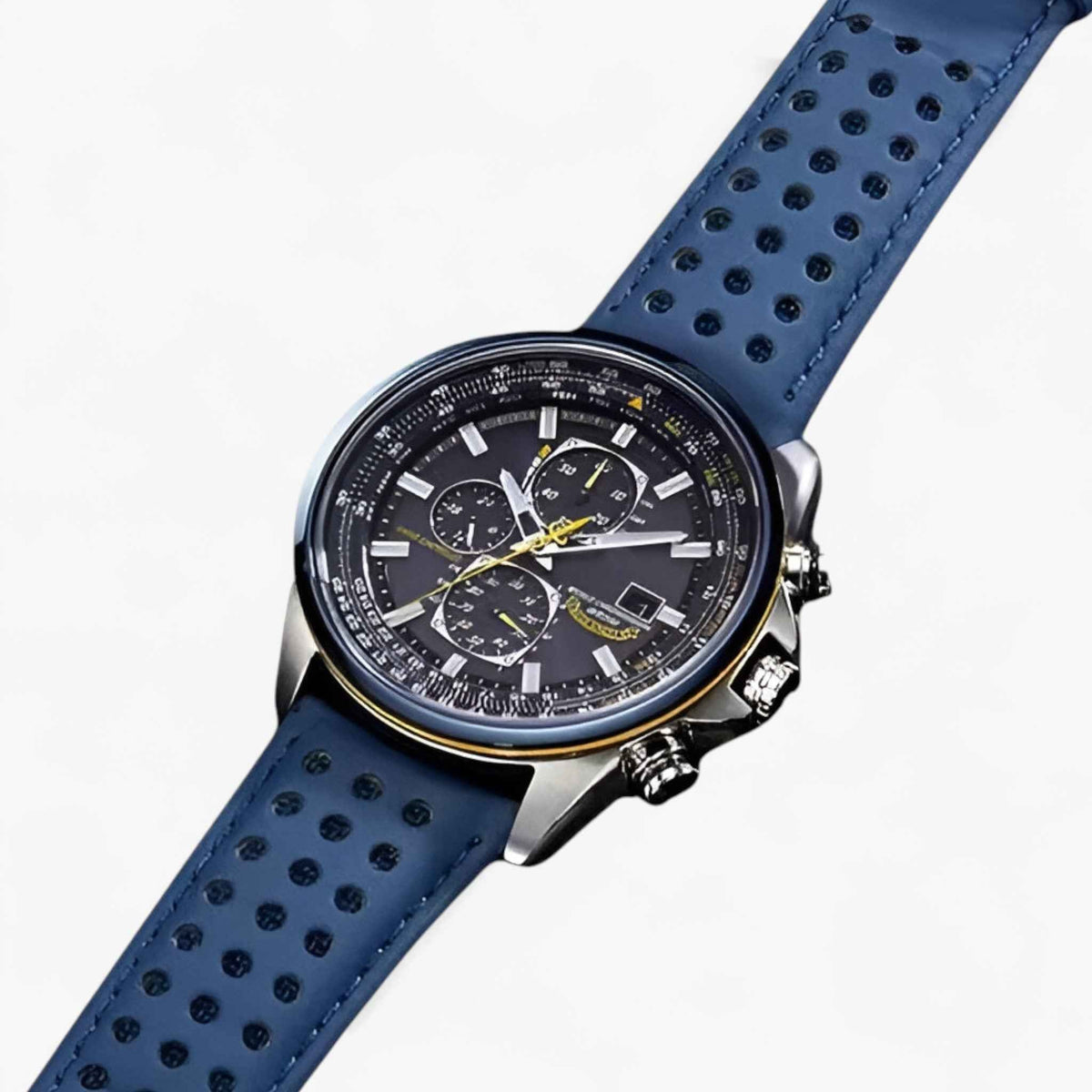 Herre Kronograf Ur MultiSteel 42mm – Stål Sølv, Blå Urskive