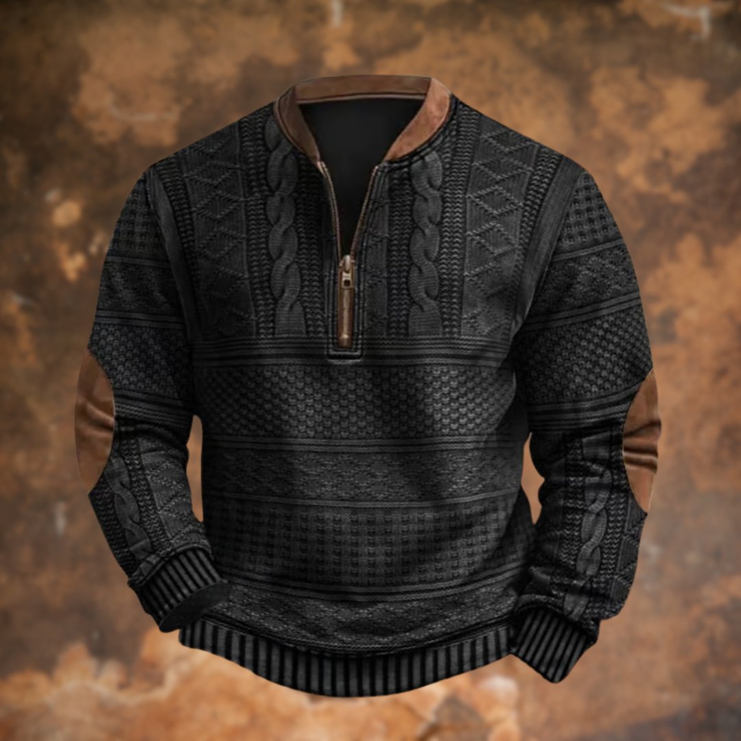Herre Vintage Strikket Sweater med Lynlaas, Dirk
