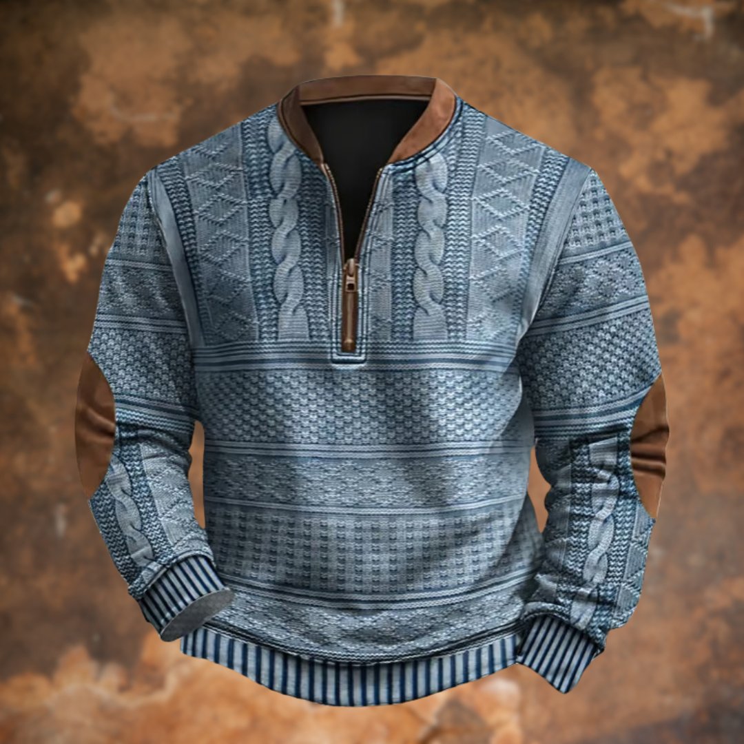 Herre Vintage Strikket Sweater med Lynlaas, Dirk
