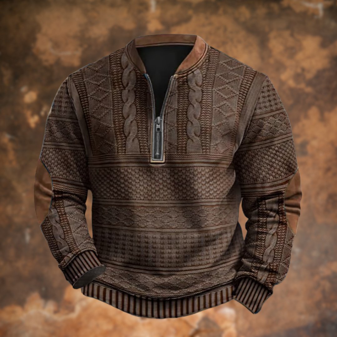 Herre Vintage Strikket Sweater med Lynlaas, Dirk