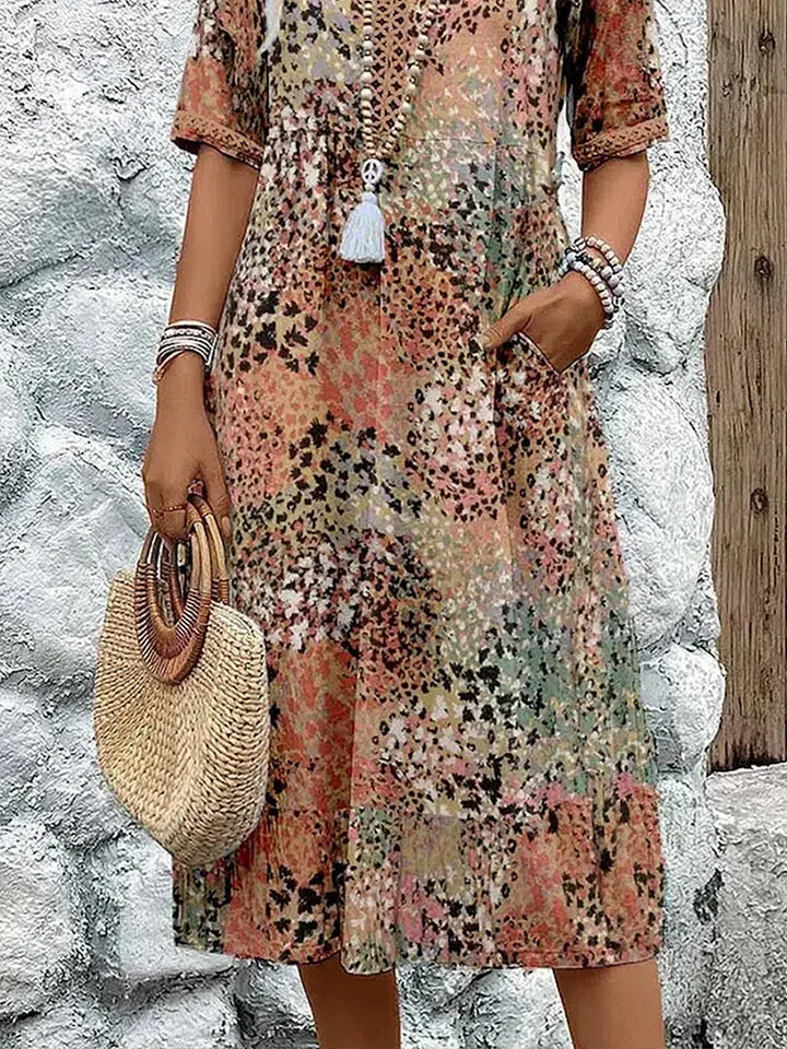 Pia | Elegantes gemustertes Midikjole til alle Anlässe Dame